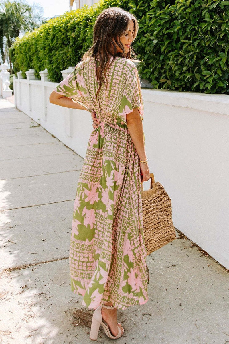 Eunice Printed V-neck Maxi Dress