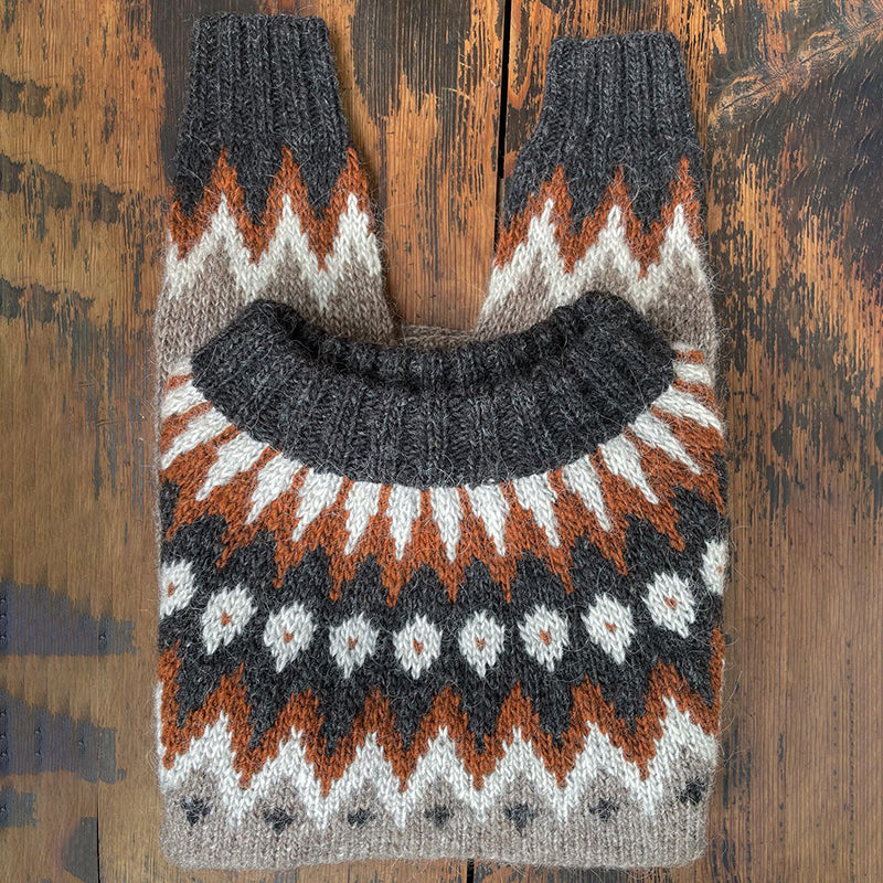 Vintage Icelandic Knit Jacquard Warmth Crew Neck Sweater（Unisex） elevenforest