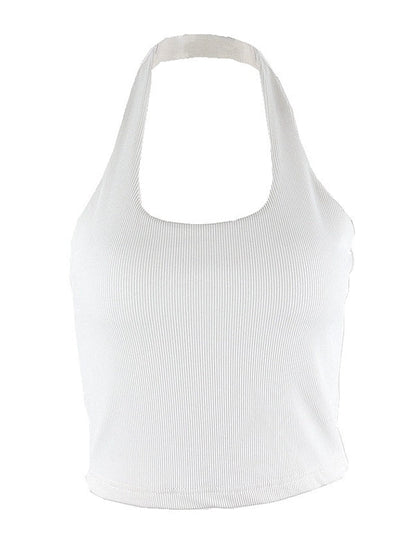 Simple Black&white Sleeveless Halterneck Tanks