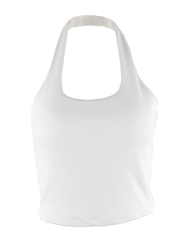 Simple Black&white Sleeveless Halterneck Tanks