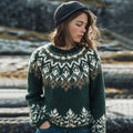 Women's Retro Icelandic Geometric Pattern Cozy Knit Sweater elevenforest
