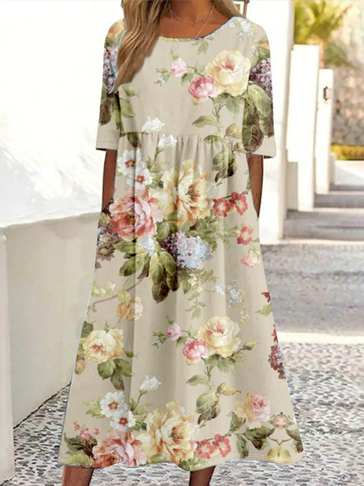 Women's Retro Floral Print Dress elevenforest
