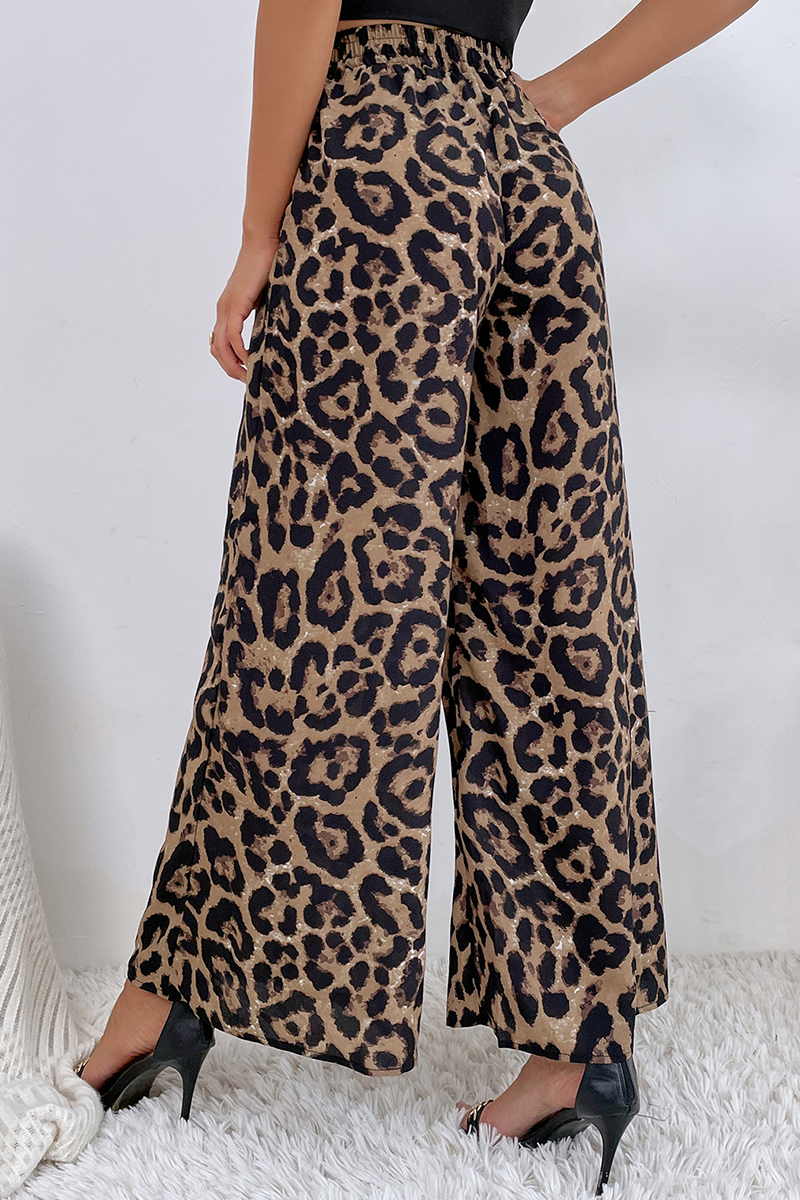 Print Split Joint Boot Cut Mid Waist Wide Leg Full Print Bottoms