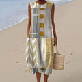 Vintage Loose Abstract Geometry Art Sleeveless Cotton And Linen Tank Dress elevenforest