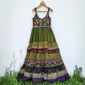 Women's Vintage Bohemian Floral Patch Comfort Dress elevenforest
