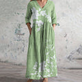 Vintage Floral Art Pattern Women's Linen Dress elevenforest