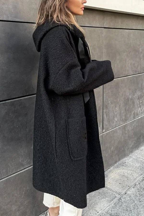 Fall Dreaming Animal Print Zipper Pocket Loose Hooded Midi Coat