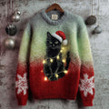 Comstylish Christmas Cute Cat Art Cozy Knit Sweater