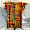 Comstylish African Geometric Art Print Crew Neck Linen Blend T-shirt