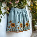 Women's Retro Vacation Sunflower Shorts elevenforest