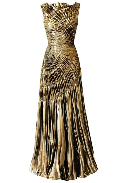 Camila Metallic Pleated Midi Dress