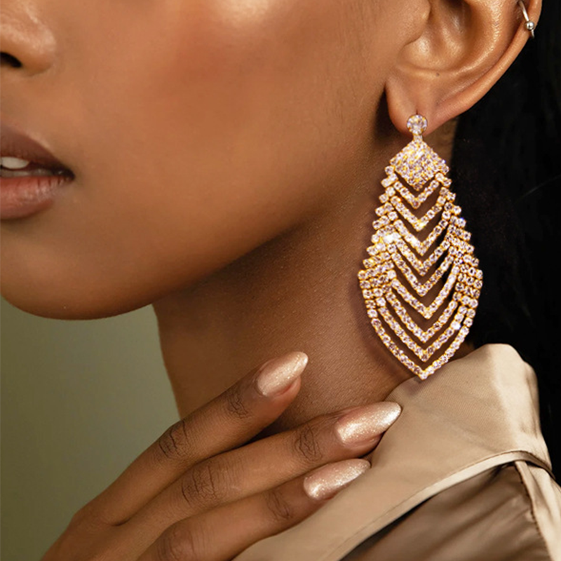 Street Rhinestone Hot Drill Earrings