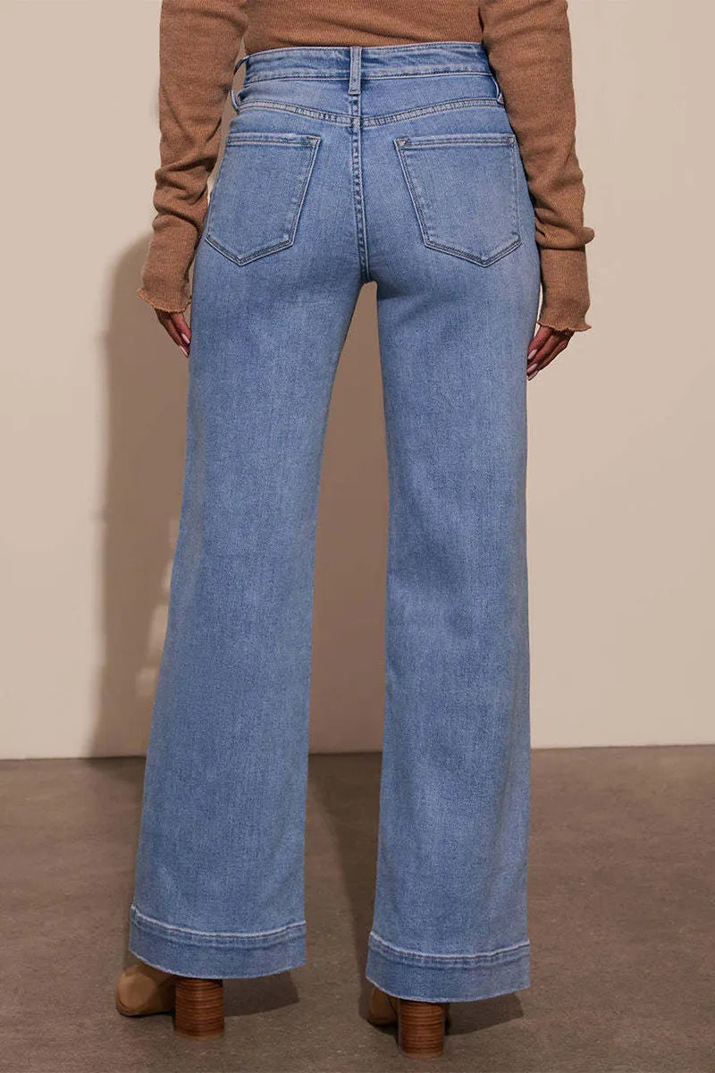 Distressed Pocket High Waist Loose Denim Jeans