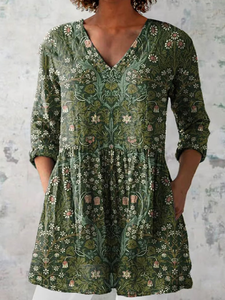 Women's Art Iris Floral Blouse elevenforest