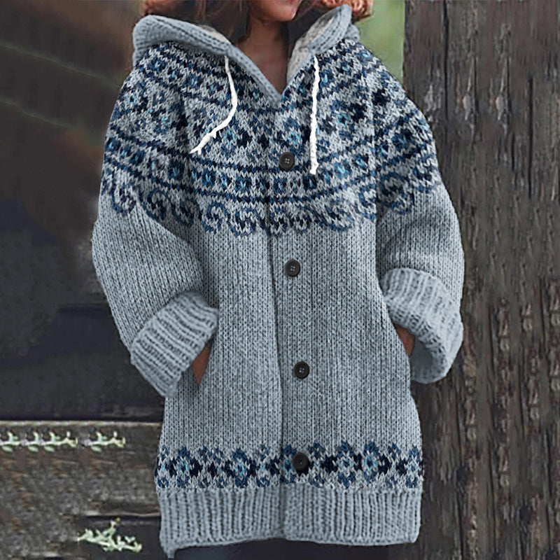 Vintage Icelandic Knit Jacquard Warmth Print Women's Sweater elevenforest