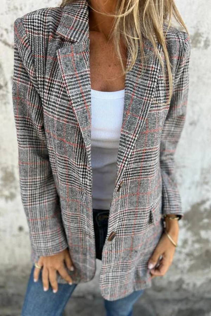 Stylish Retro Plaid Lapel Suit Coat