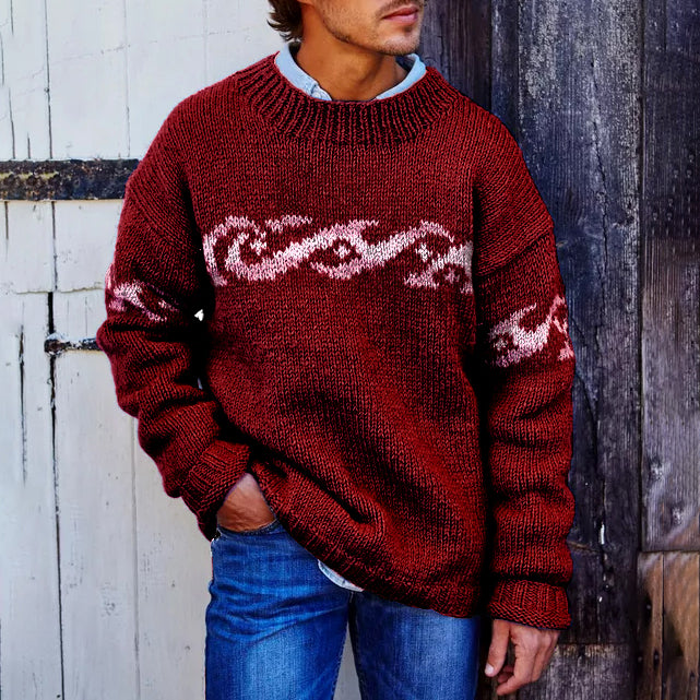Vintage Mens Surf Jacquard Knit Sweater elevenforest