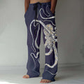 Vintage Japanese Art Octopus Linen Blend Pants elevenforest
