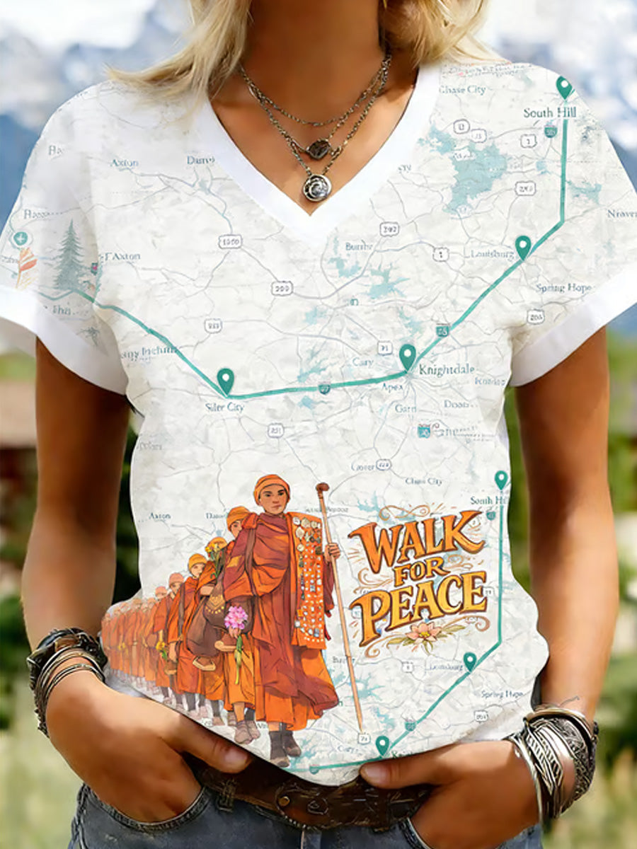 Comstylish Women's Walk For Peace Art Print T-shirt