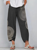 Women's Geometric Abstract Art Linen Blend Pants elevenforest