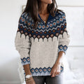 Retro Icelandic Pattern Knitted Zipper Cozy Sweater elevenforest