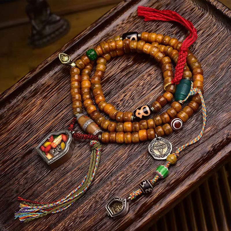 Handmade 108-bead Camel Bone Mala for Luck & Protection