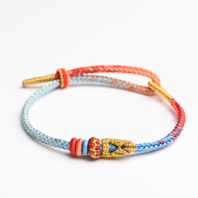 Buddha Stones Colorful Rope Eight Thread Peace Knot Luck Handmade Bracelet