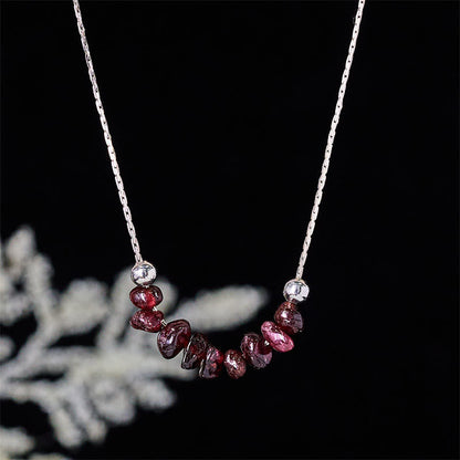 Buddha Stones Black Obsidian Smoky Quartz Garnet Aquamarine Strawberry Quartz Pink Crystal Strength Necklace Pendant