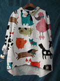 Women's Cute Animals Print Linen Cotton Casual Shirt