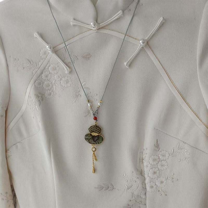 Buddha Stones Song Brocade Gourd Necklace