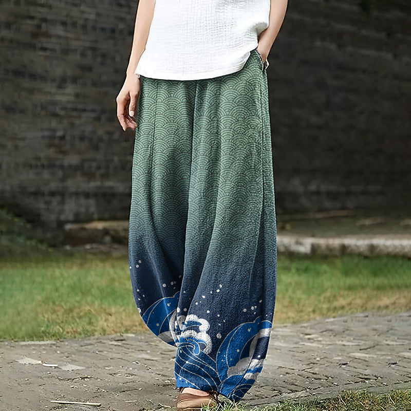 Women'S Japanese Wavy Pocket Loose Casual Pants elevenforest