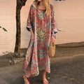 Women's Retro Ethnic Totem Art Print Comfortable Cotton Dress elevenforest