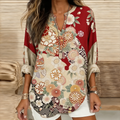Japanese Art Retro Plant Flower Printed Women's Top elevenforest