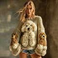 Comstylish Classic Fluffy Dogs Felt Cozy Knit Sweater