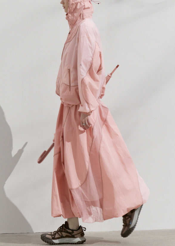 Summer Green Loose Sunscreen Coat and Skirt Two Pieces Set
