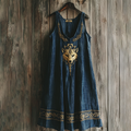 Viking Wolf Pattern V-neck Tank Midi Dress elevenforest