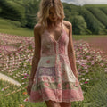 Women's Embroidered Quilted Floral Panel Mini Dress elevenforest