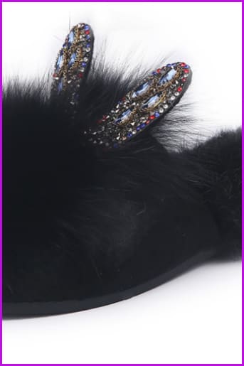 Fox Fur and Rabbit Fur Slides Df043