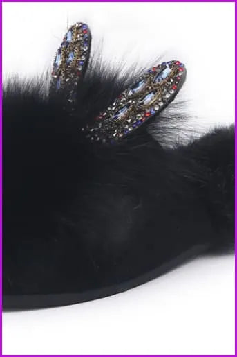 Fox Fur and Rabbit Fur Slides Df043