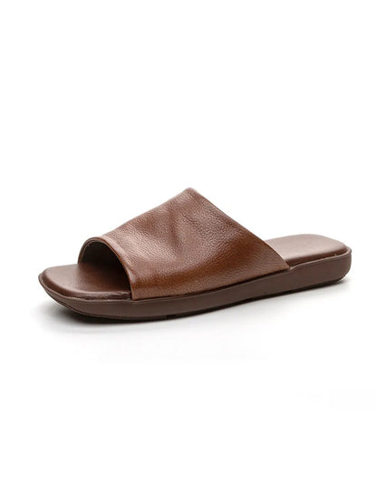 Summer Leather Flat Slippers Fd052
