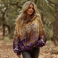 Women's Vintage Viking Tree Of Life Gradient Graphic Casual Hoodie elevenforest