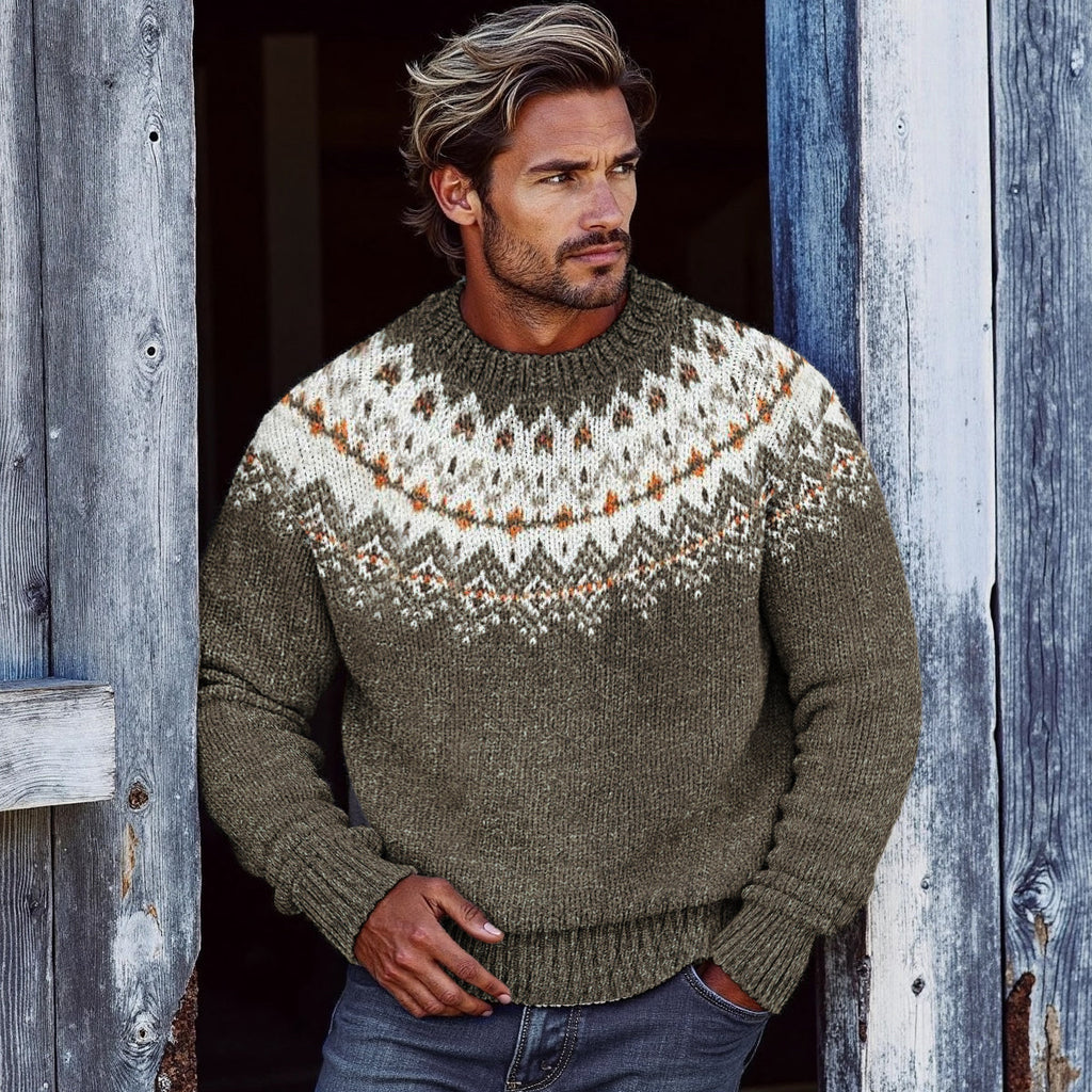 Men's Vintage Fairman Island Jacquard Sweater elevenforest
