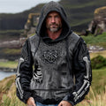 Halloween Skeleton And Celtic Knot Inspired Tribal Cotton And Linen Hoodie elevenforest