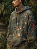 Bohemian Style Plant And Flower Pattern Men's Hooded Sweatshirt elevenforest