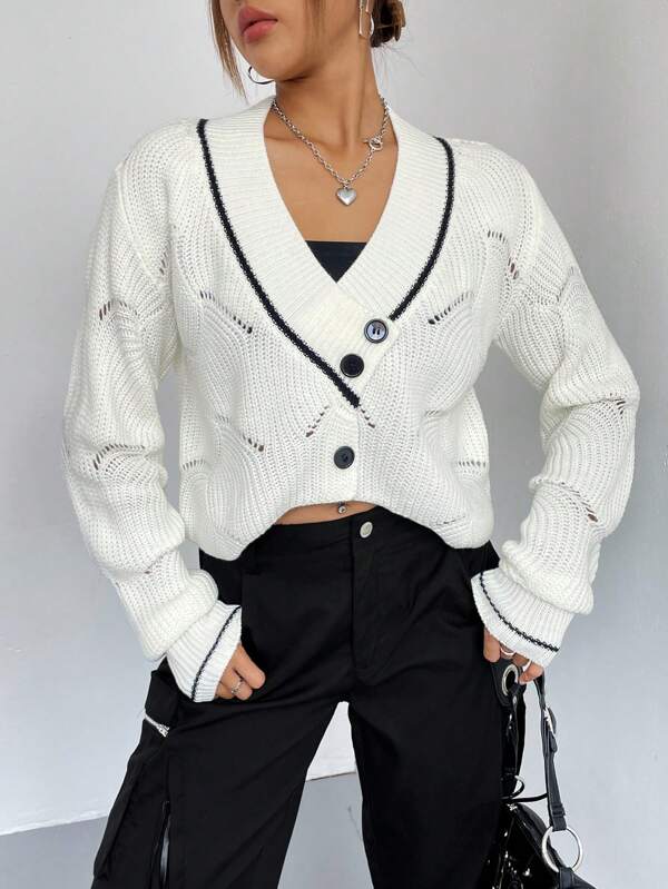 Autumn and Winter New Loose V Neck Thin Sweater Jacket Cardigan