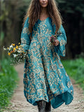 Vintage Floral Embroidered Lace Linen Blend Maxi Dress elevenforest