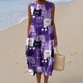 Women's Colorful Cat Art Print Dress elevenforest