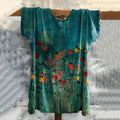 Comstylish Vintage Embroidered Floral Art Cotton T-shirt