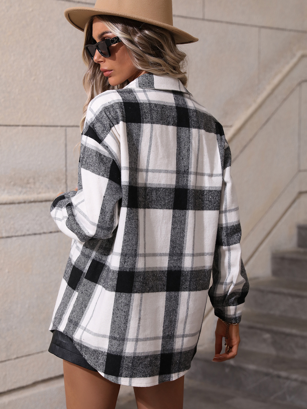 Autumn Plaid Brushed Shirt College All Matching Cardigan