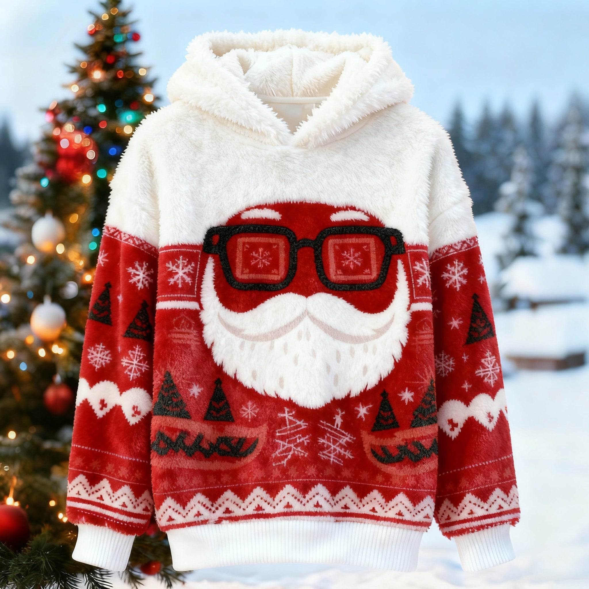 Comstylish Fun Santa Claus Pattern Warm Crew Neck Sweater
